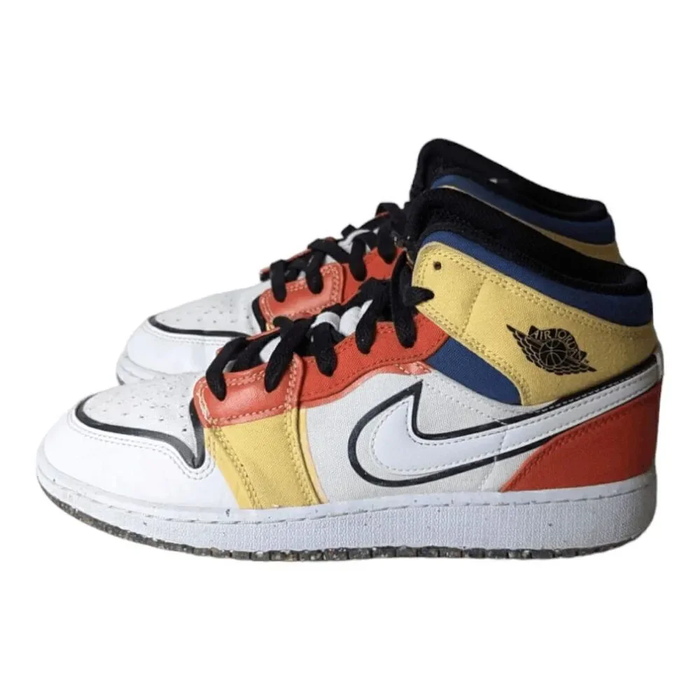 NIKE Air Jordan 1 Mid 'Multi Color Canvas' GS Size 6Y